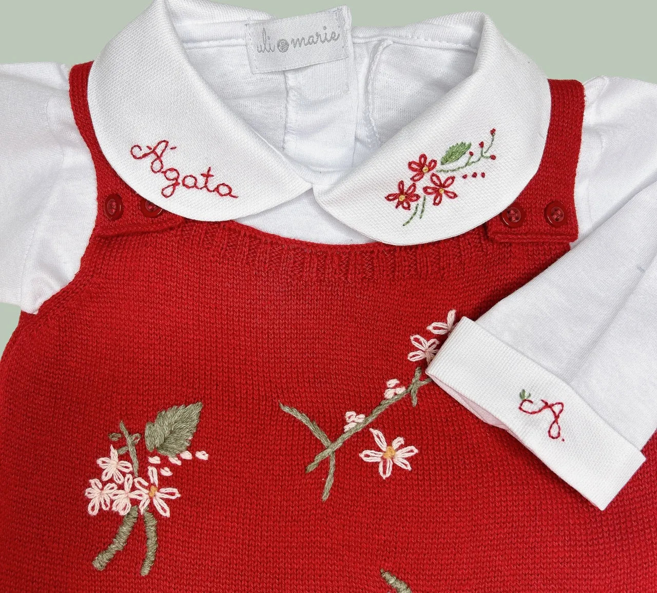 body branco d algodão e manga longa com detalhe personalizado na gola e punho