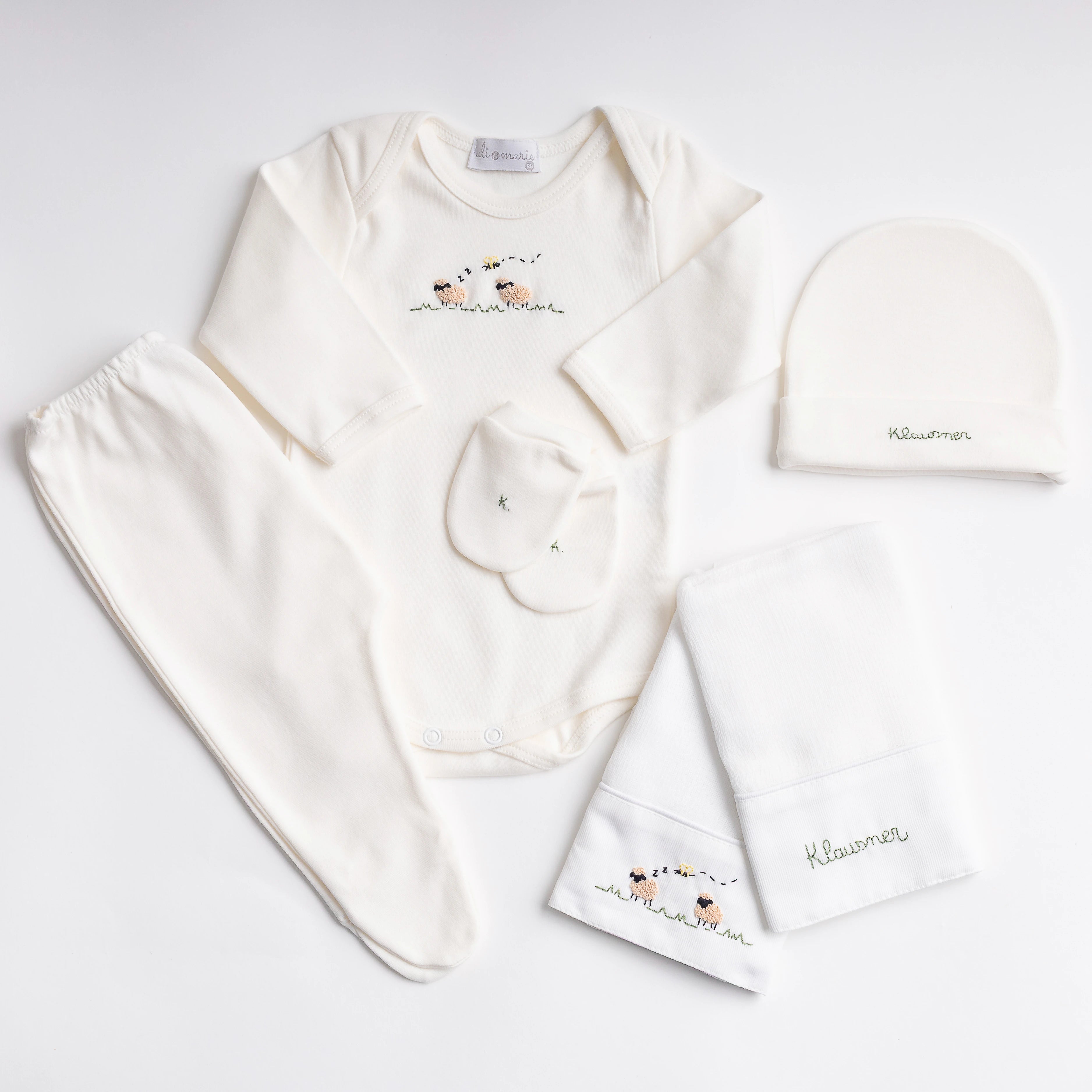 Kit Maternidade Ovelhas Personalizado Unissex - 6 peças