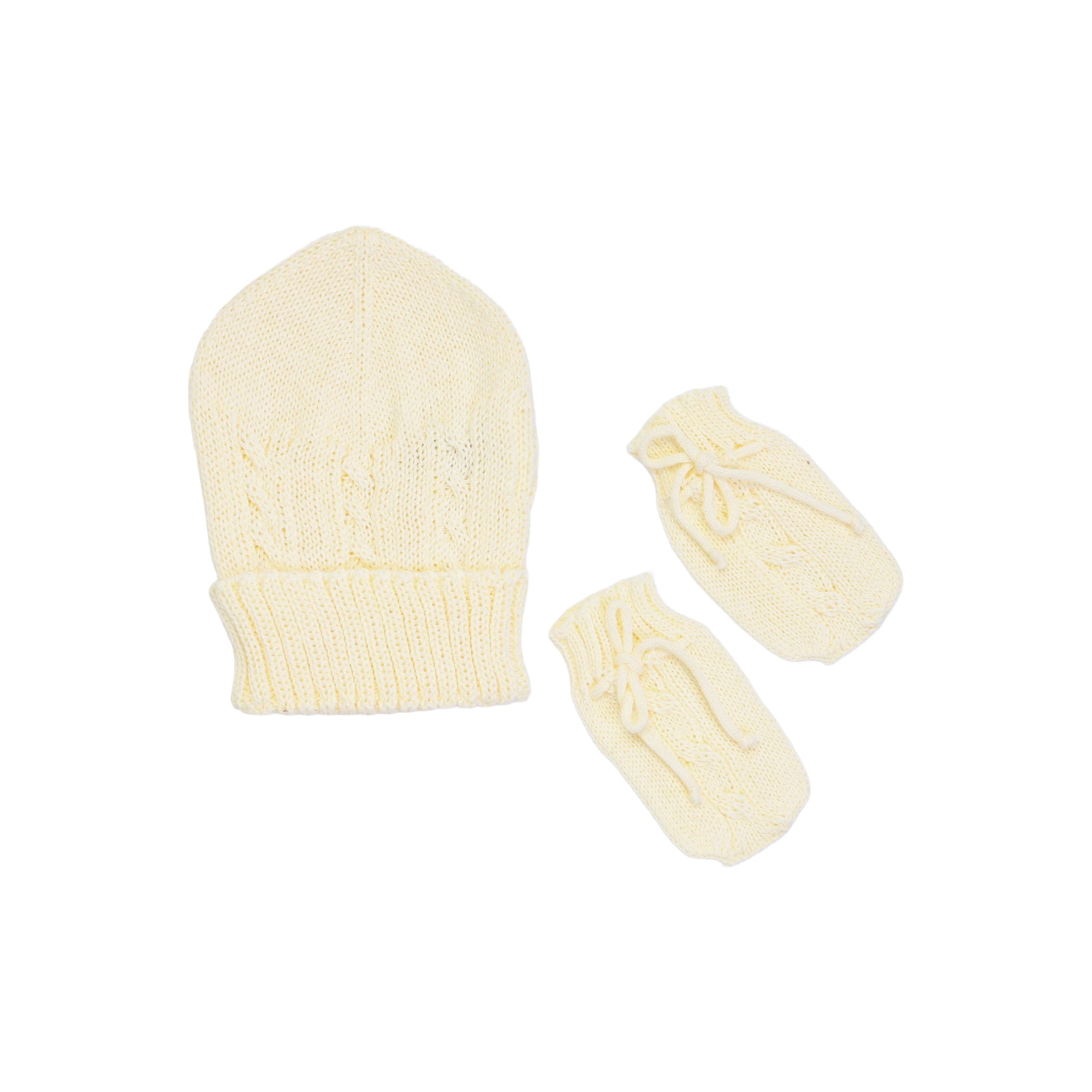 Kit Gorro e Luva Amarelo Bebê