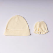 Kit Gorro e Luva em Algodão Amarelo bebê