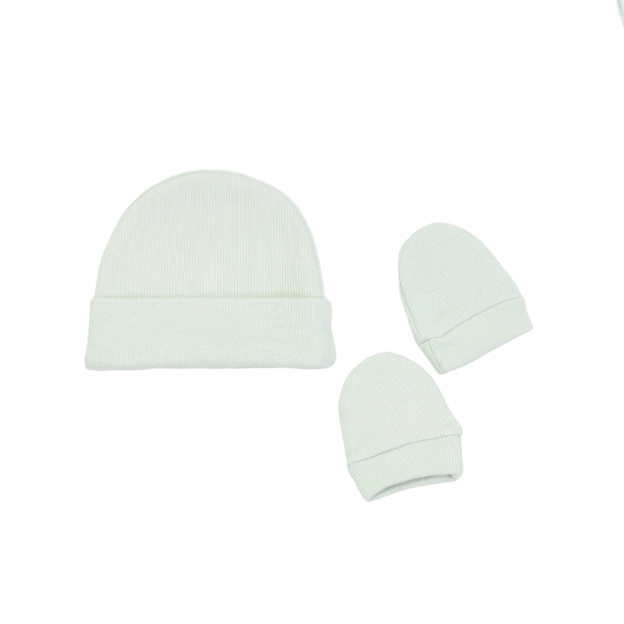 Kit Gorro e Luva em Algodão Verde malva
