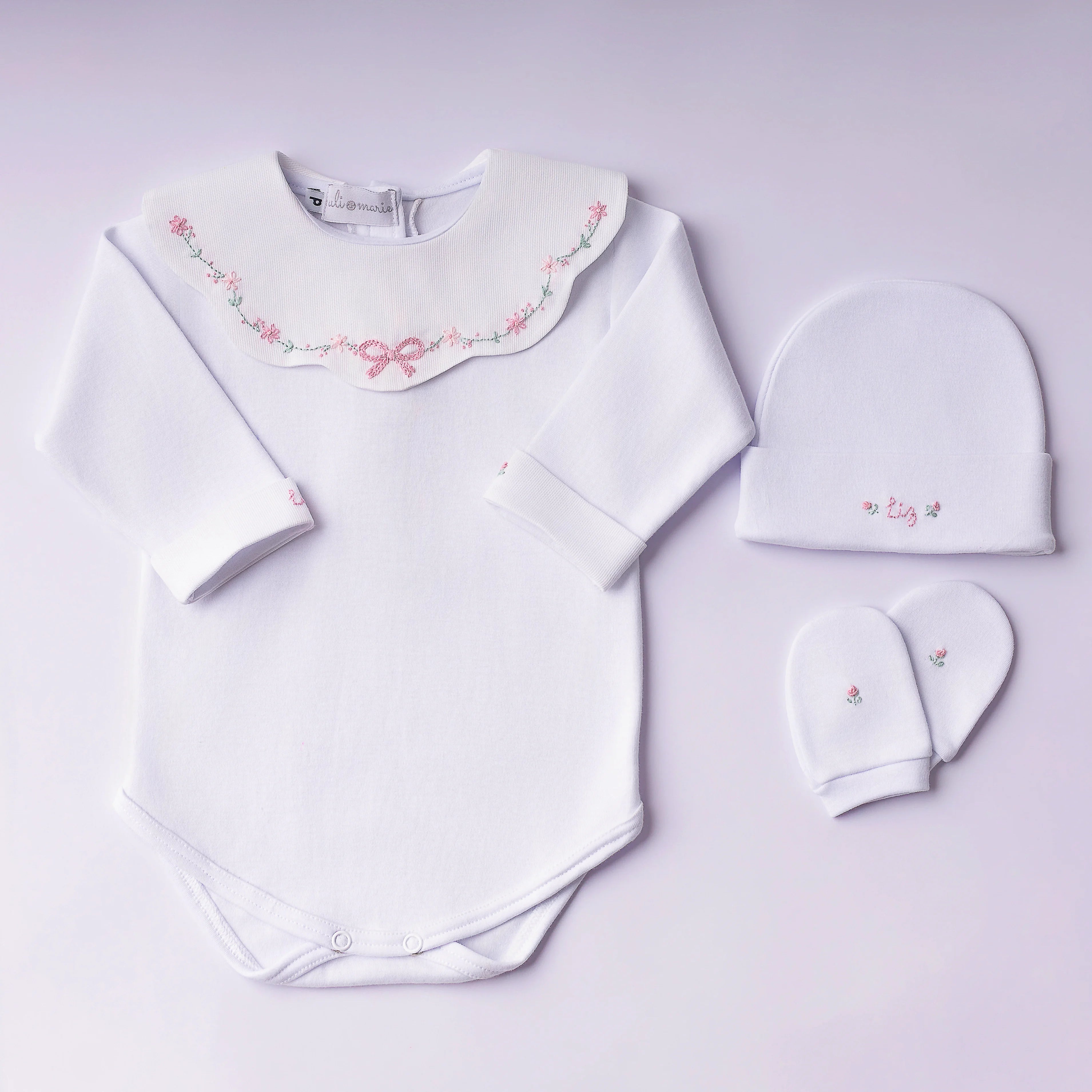 Saída Maternidade Laço Encantado rosa bebê - 5 peças