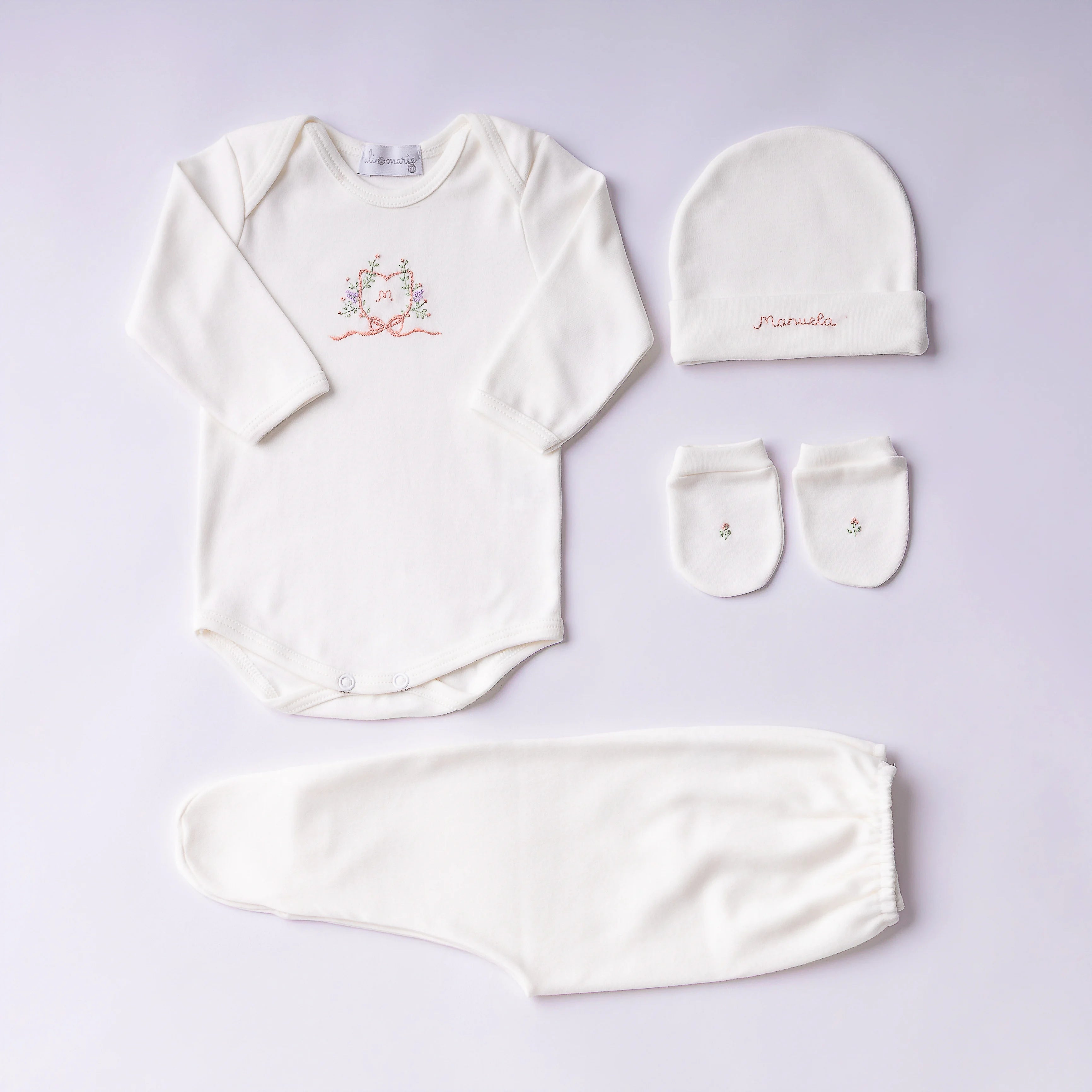 Kit Maternidade em Algodão Egípcio Personalizado Menina - 4 peças