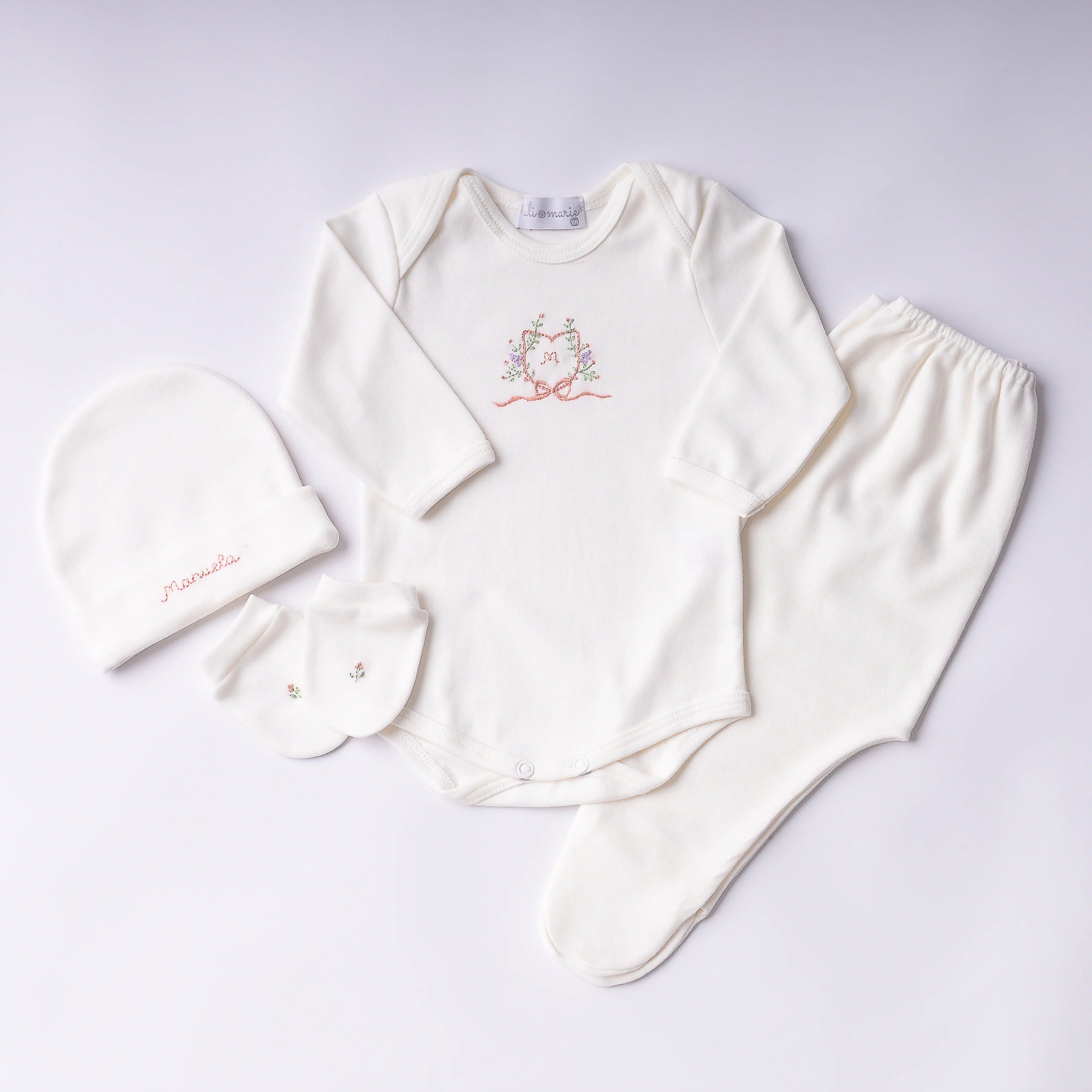 Kit Maternidade em Algodão Egípcio Personalizado Menina - 4 peças