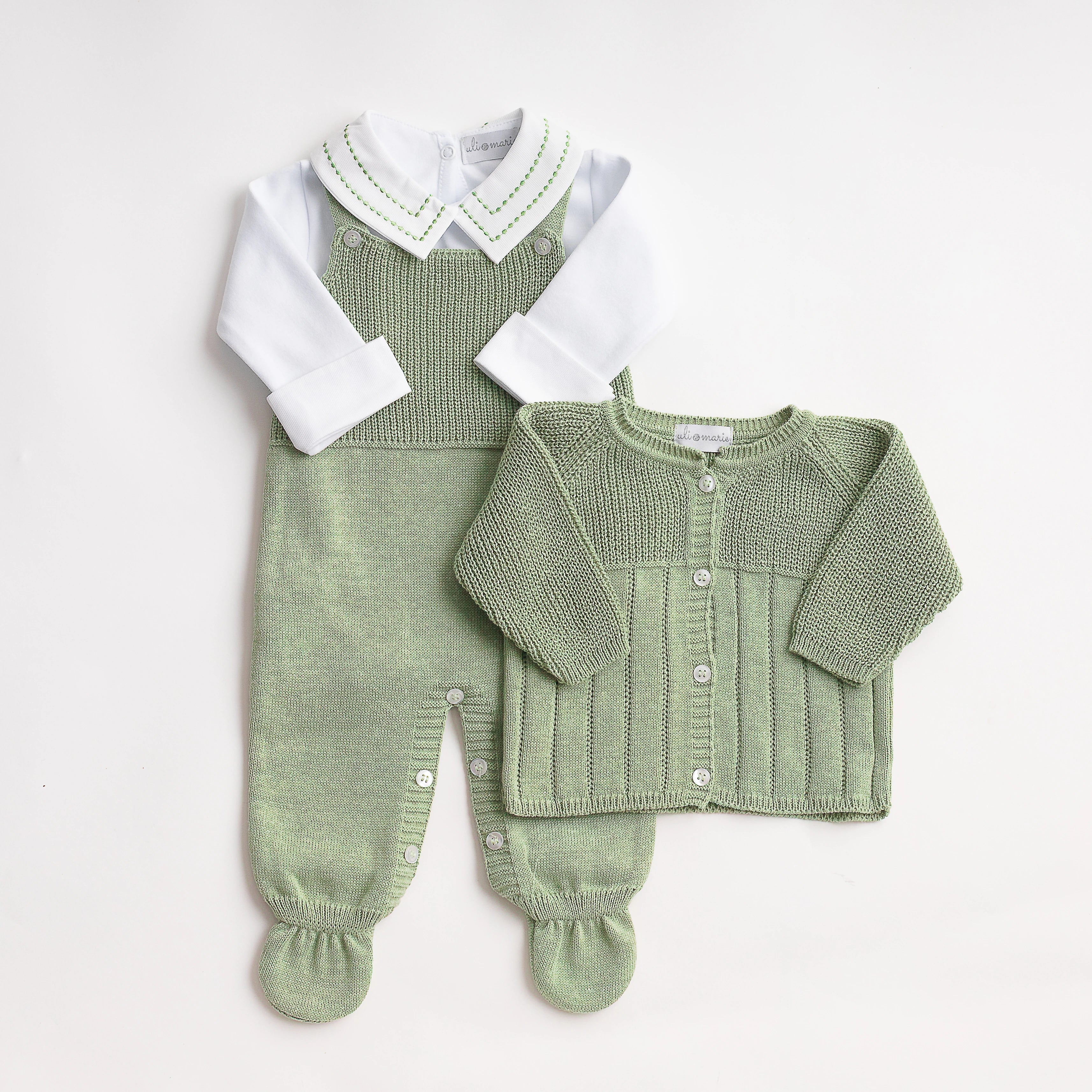 Kit Maternidade Ravi verde folha com body - 5 peças
