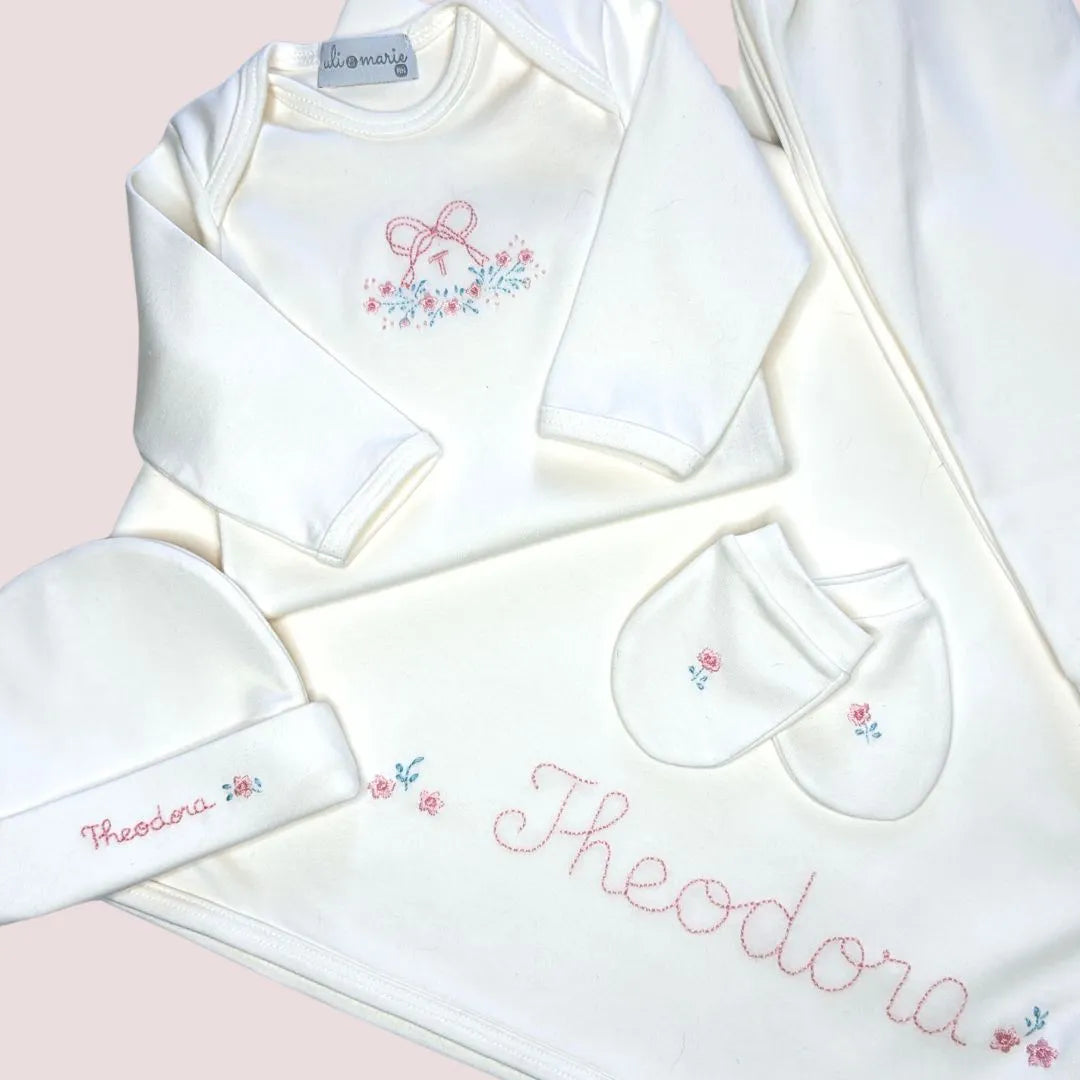 Kit Maternidade em Algodão Egípcio Personalizado Menina - 5 peças