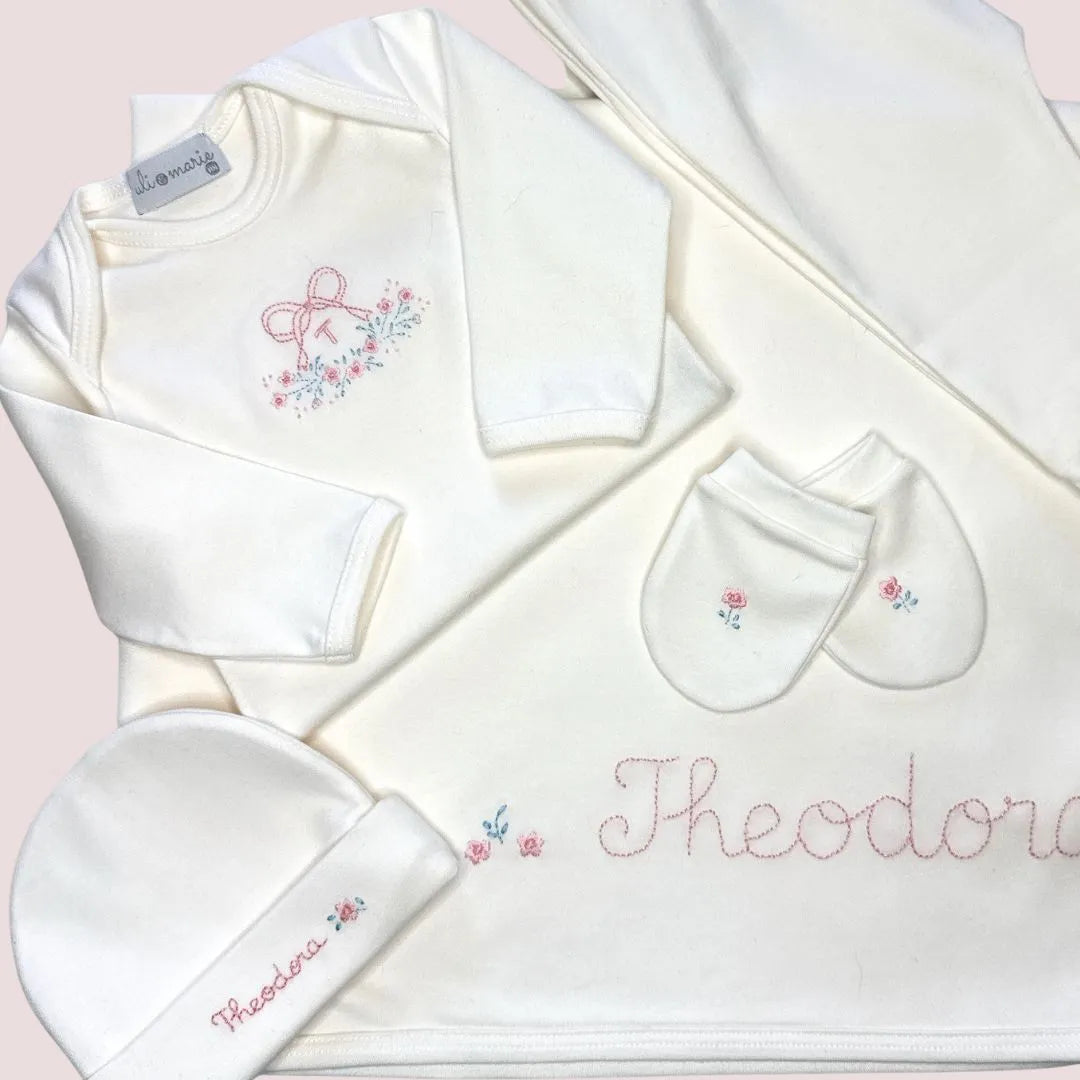 Kit Maternidade em Algodão Egípcio Personalizado Menina - 5 peças