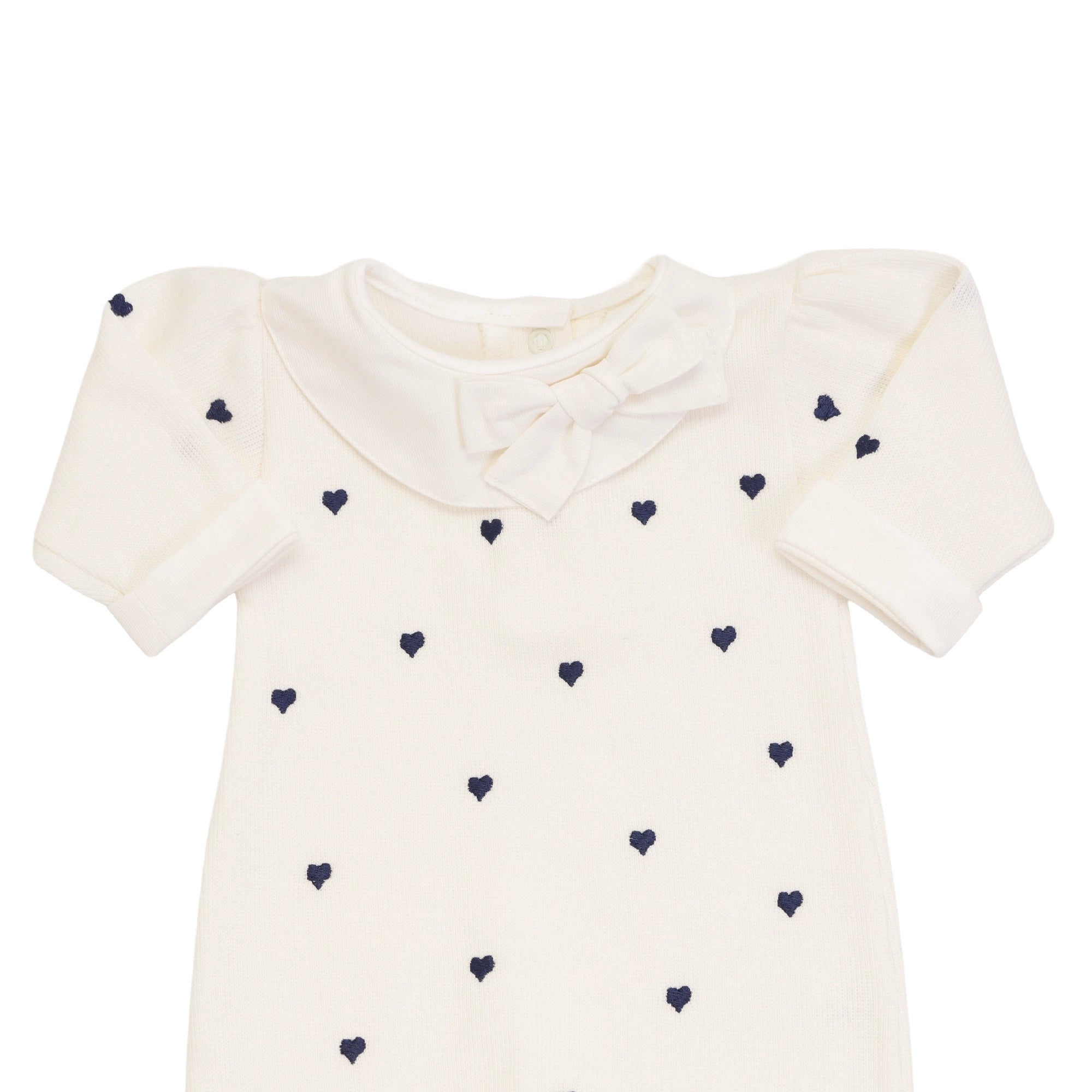 Macacão Rita off-white e azul marinho