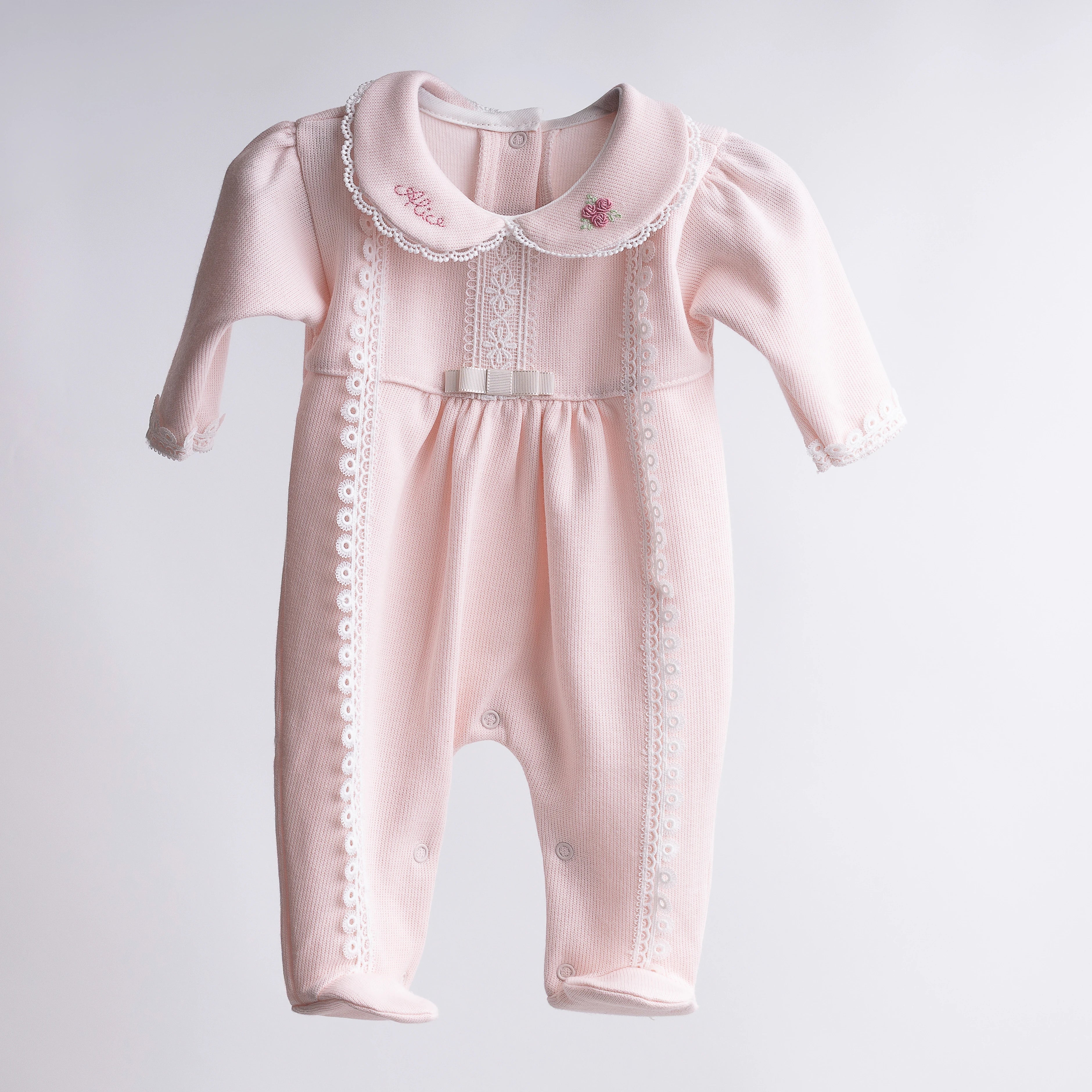 Saída Maternidade Cecília Personalizada Rosa Bebê - 2 peças