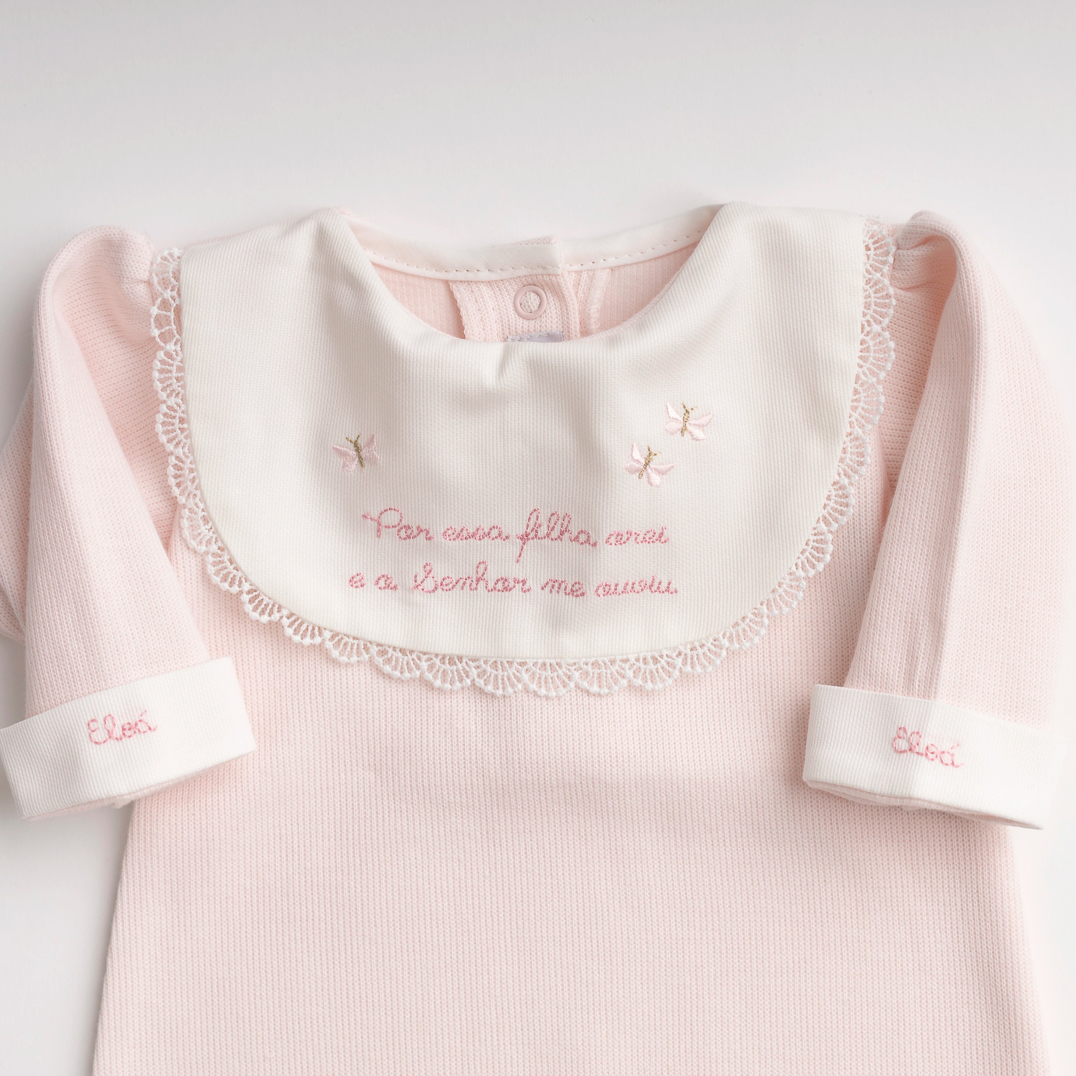 Macacão Milagre Rosa Bebê Personalizado