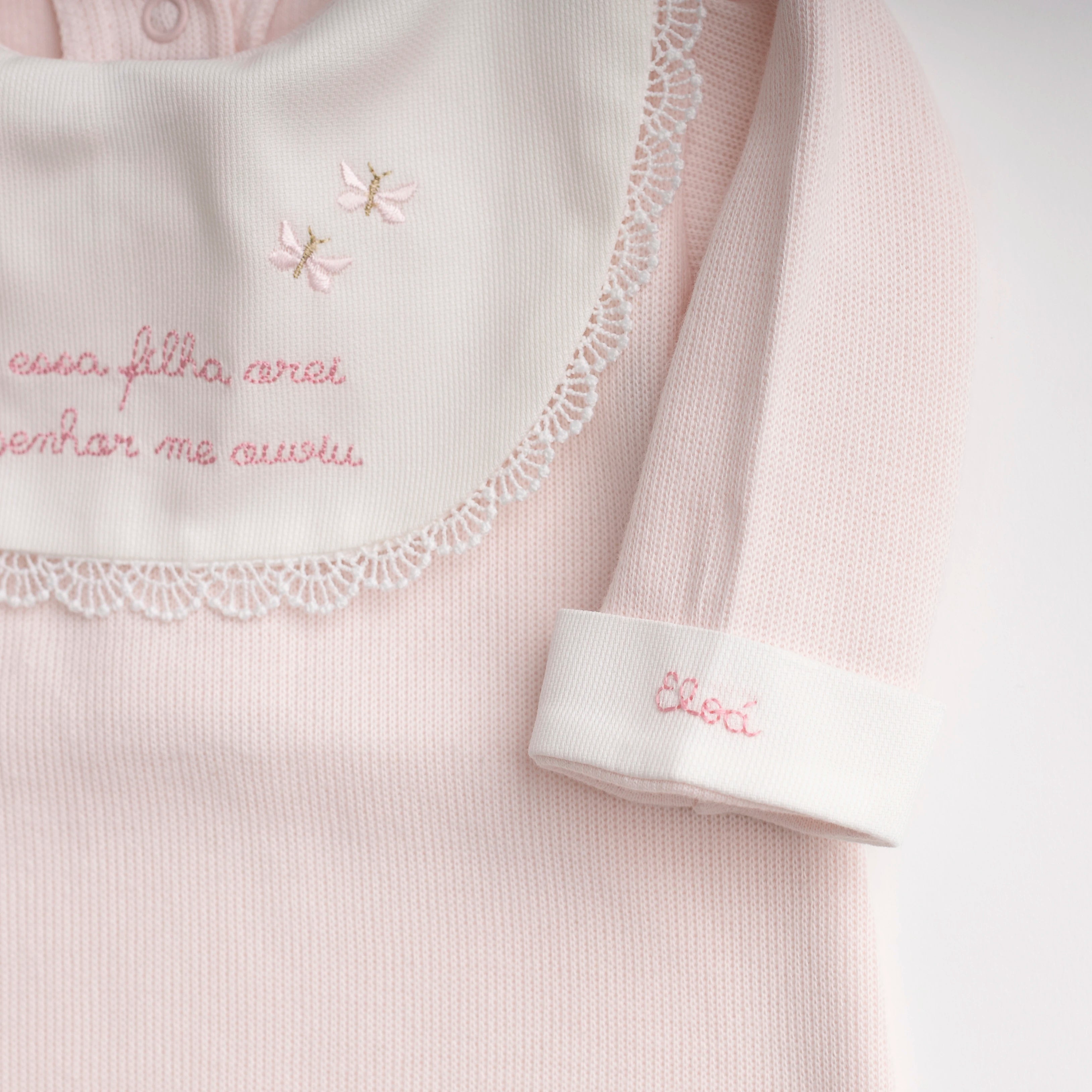 Macacão Milagre Rosa Bebê Personalizado