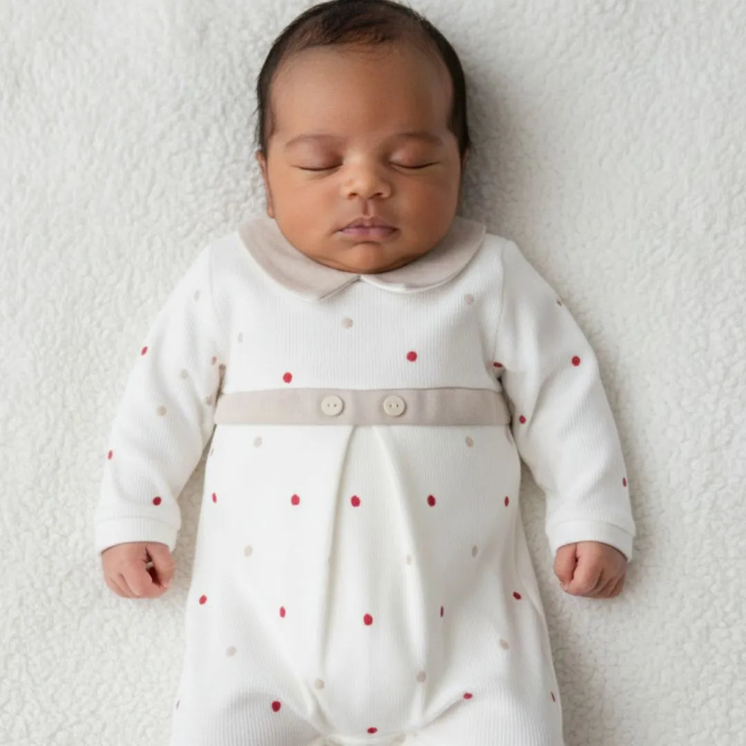 Saída Maternidade Theo bege/ off-white - 2 peças