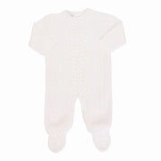 macacão firenze branco de tricot com manga longa e trama em zig zag no centro