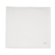 manta básica branca em tricô liso com ponto de malha sutil e acabamento canelado fino nas laterais