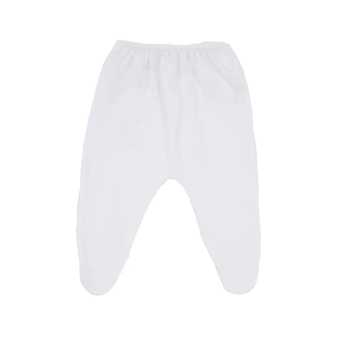 mijão culote branco em algodão com pezinho fechado e elástico franzido na cintura para conforto do bebê