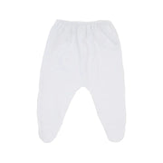 mijão culote branco em algodão com pezinho fechado e elástico franzido na cintura para conforto do bebê