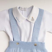 Romper Azul bebê com Body Nossa Senhora Aparecida personalizado- 2 peças