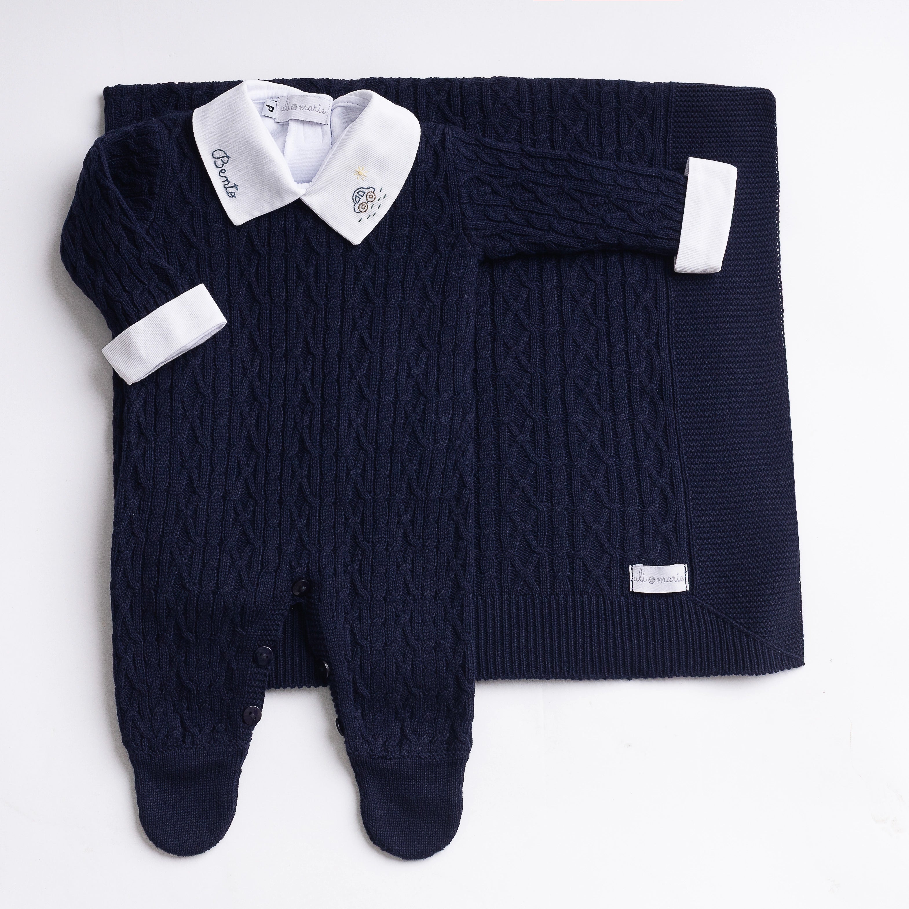 Saída Maternidade Carrinho de Brinquedo Azul Marinho - 3 peças