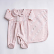 Saída Maternidade Cecília Personalizada Rosa Bebê - 2 peças