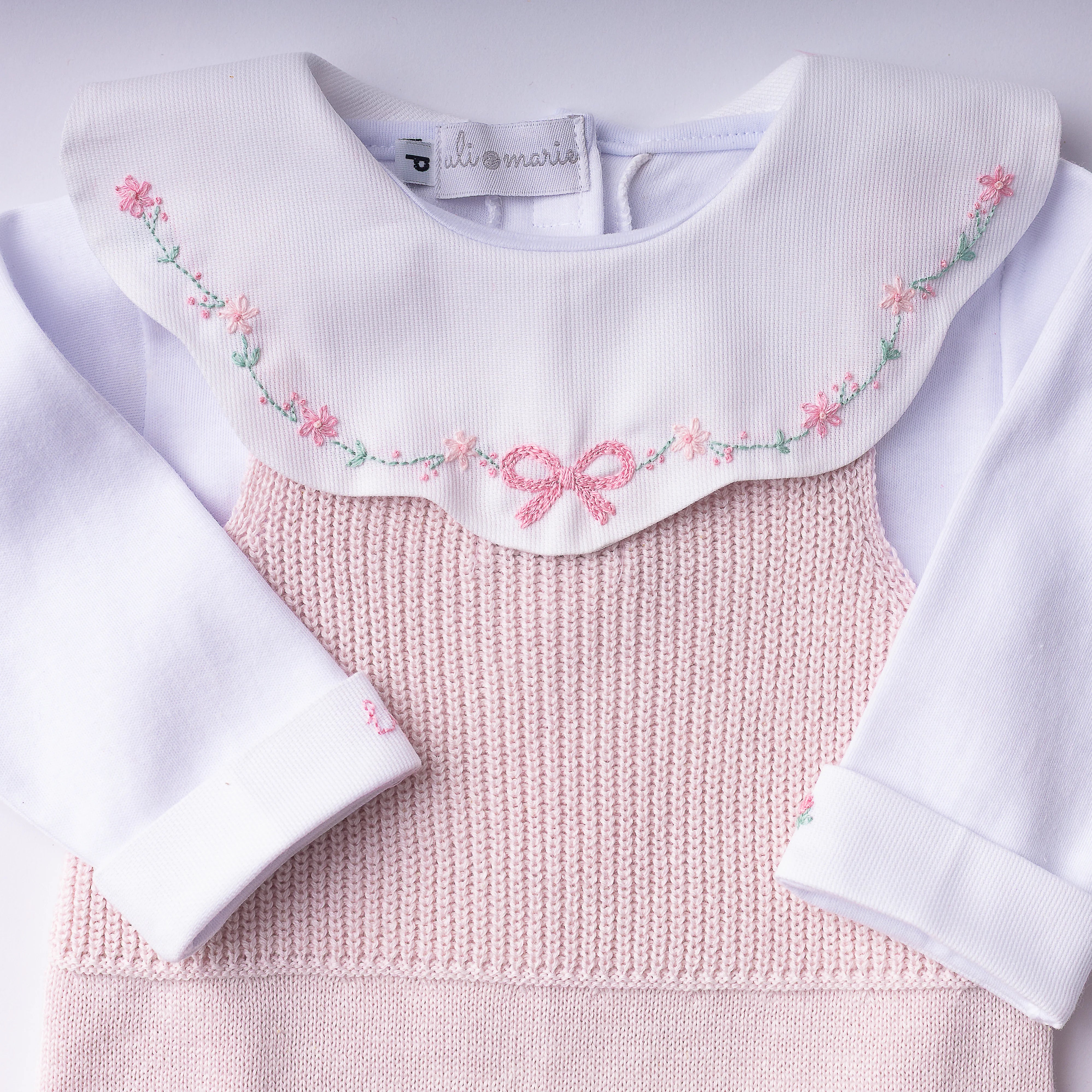 Saída Maternidade Laço Encantado rosa bebê - 5 peças