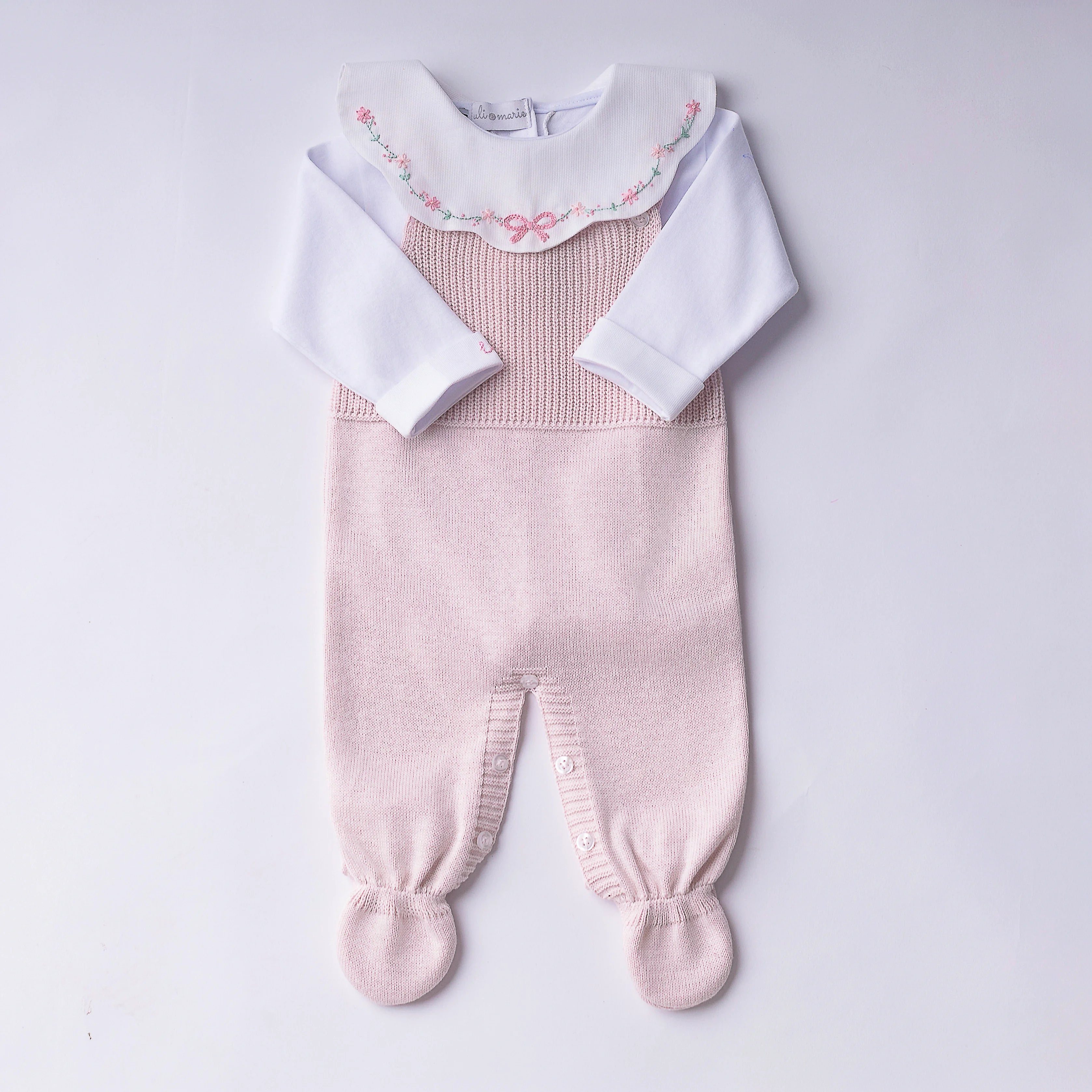 Saída Maternidade Laço Encantado rosa bebê - 5 peças