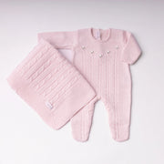 Saída Maternidade Letícia rosa bebê - 2 peças