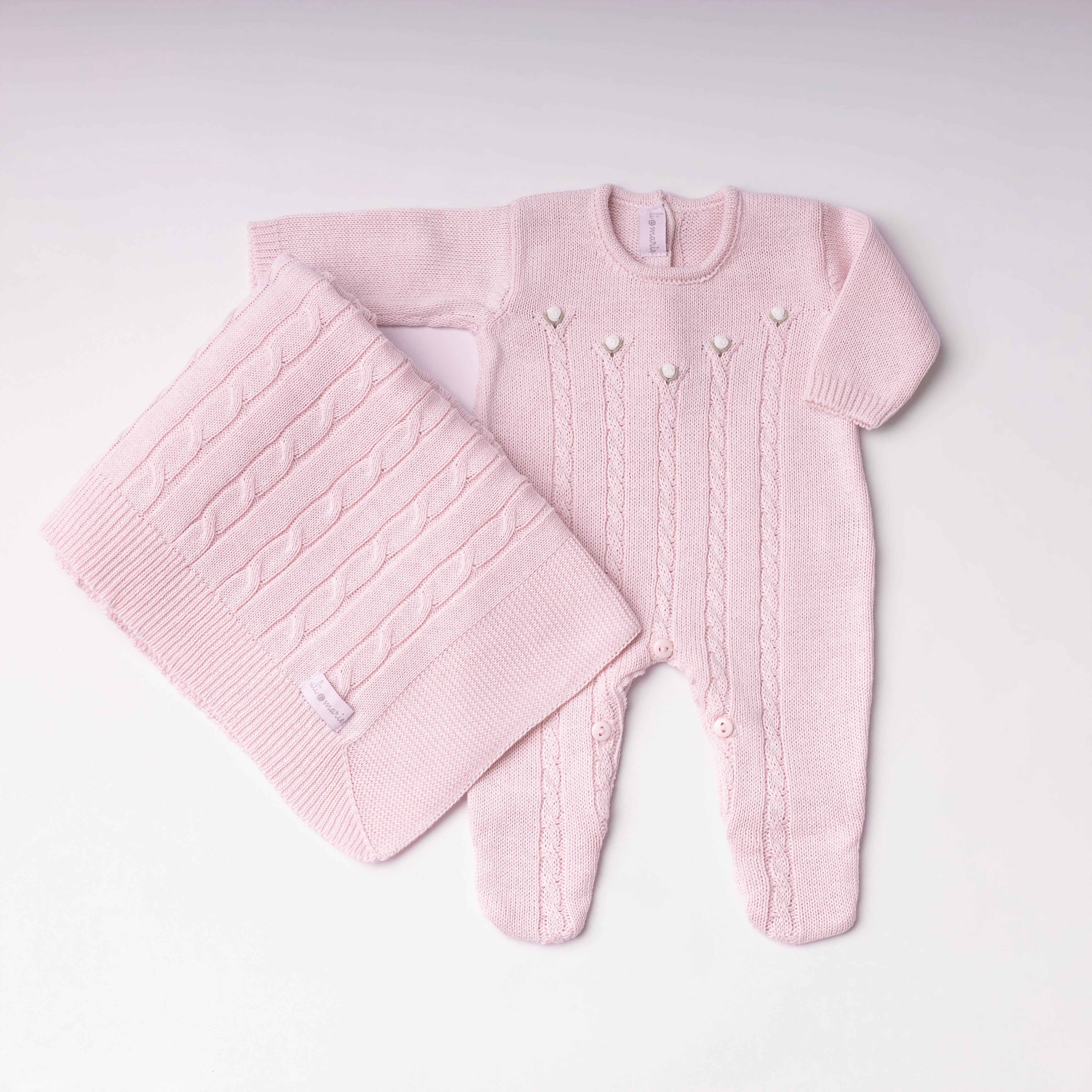 Saída Maternidade Letícia rosa bebê - 2 peças