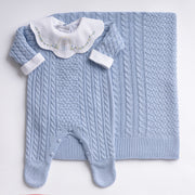 Saída Maternidade Nossa Senhora Azul bebê - 3 peças