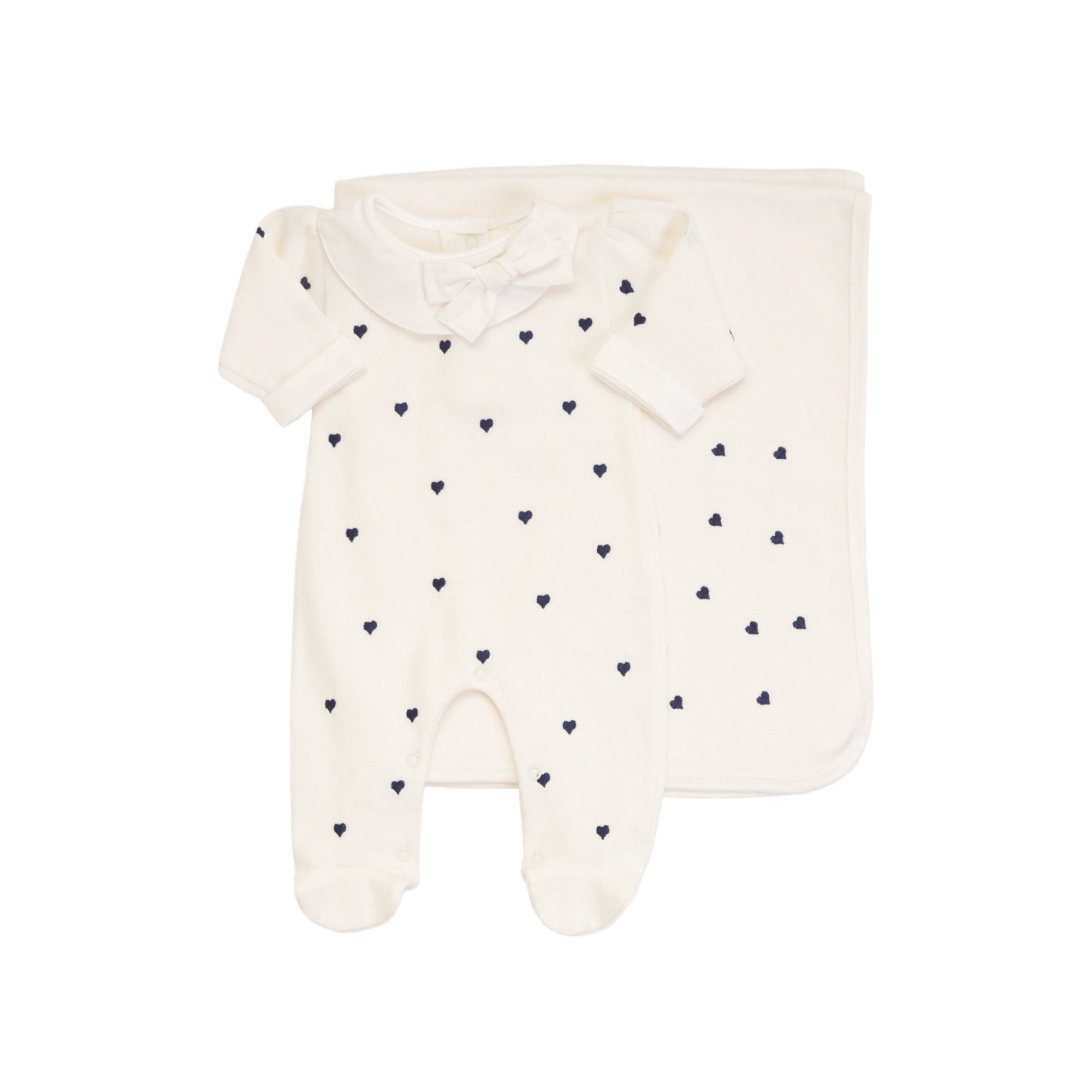 Saída Maternidade Rita Off White e Azul marinho- 2 peças