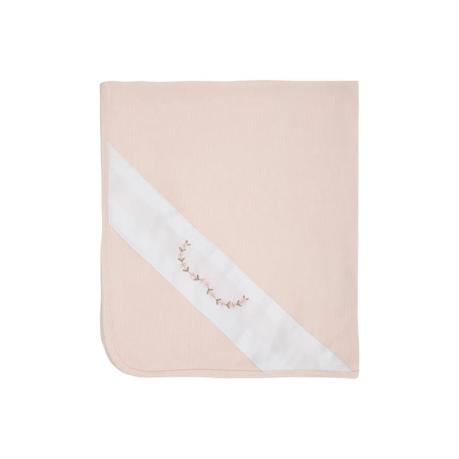 saída maternidade alice rosa bebê, macacão de malha canelada com faixa de laços e gola bordada com renda