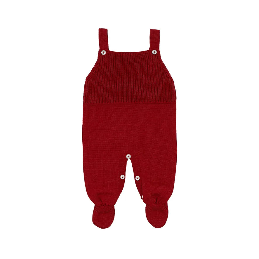 saída maternidade going home, jardineira de tricot vermelha e body branco com gola personalizada matias