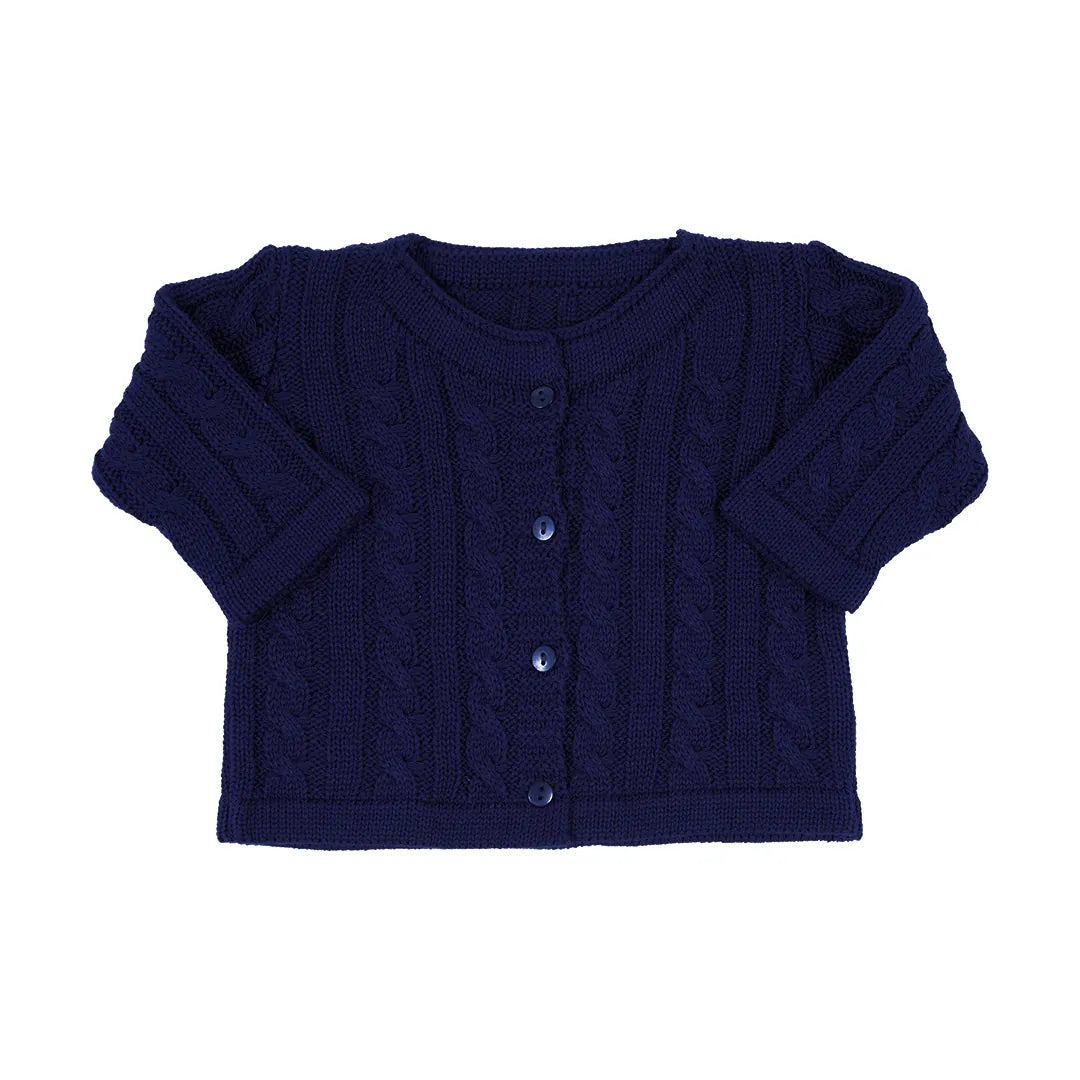 saída maternidade jorge marinho com macacão, body, manta e casaco de tricot com detalhe em tranças