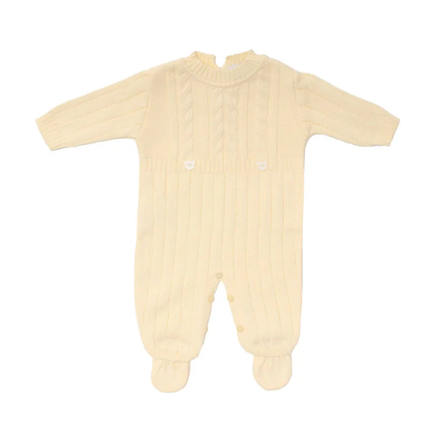 saída maternidade lorenzo amarelo bebê com macacão e manta de tricot, detalhes em ponto trançado clássico