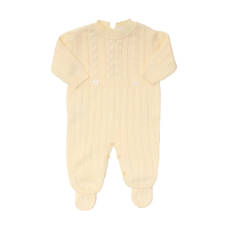 saída maternidade lorenzo amarelo bebê com macacão e manta de tricot, detalhes em ponto trançado clássico