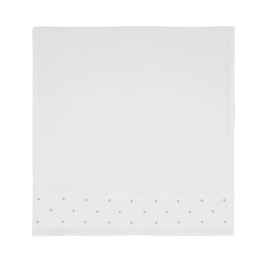 saída maternidade horse bege em algodão, macacão com gola azul e bordado de cavalinho, touca e luvas