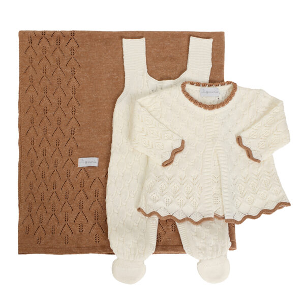 Saída Maternidade Julieta Offwhite e Caramelo- 3 peças - Imagem 2