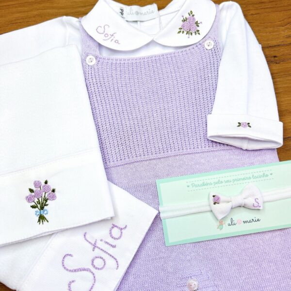 Saída Maternidade Sofia personalizada lilás - 5 peças - Image 4