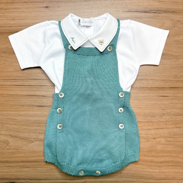 Romper Capri verde relva com Body  personalizado - 2 peças - Imagem 2