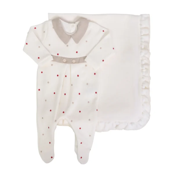 Saída Maternidade Theo bege/ off-white - 2 peças
