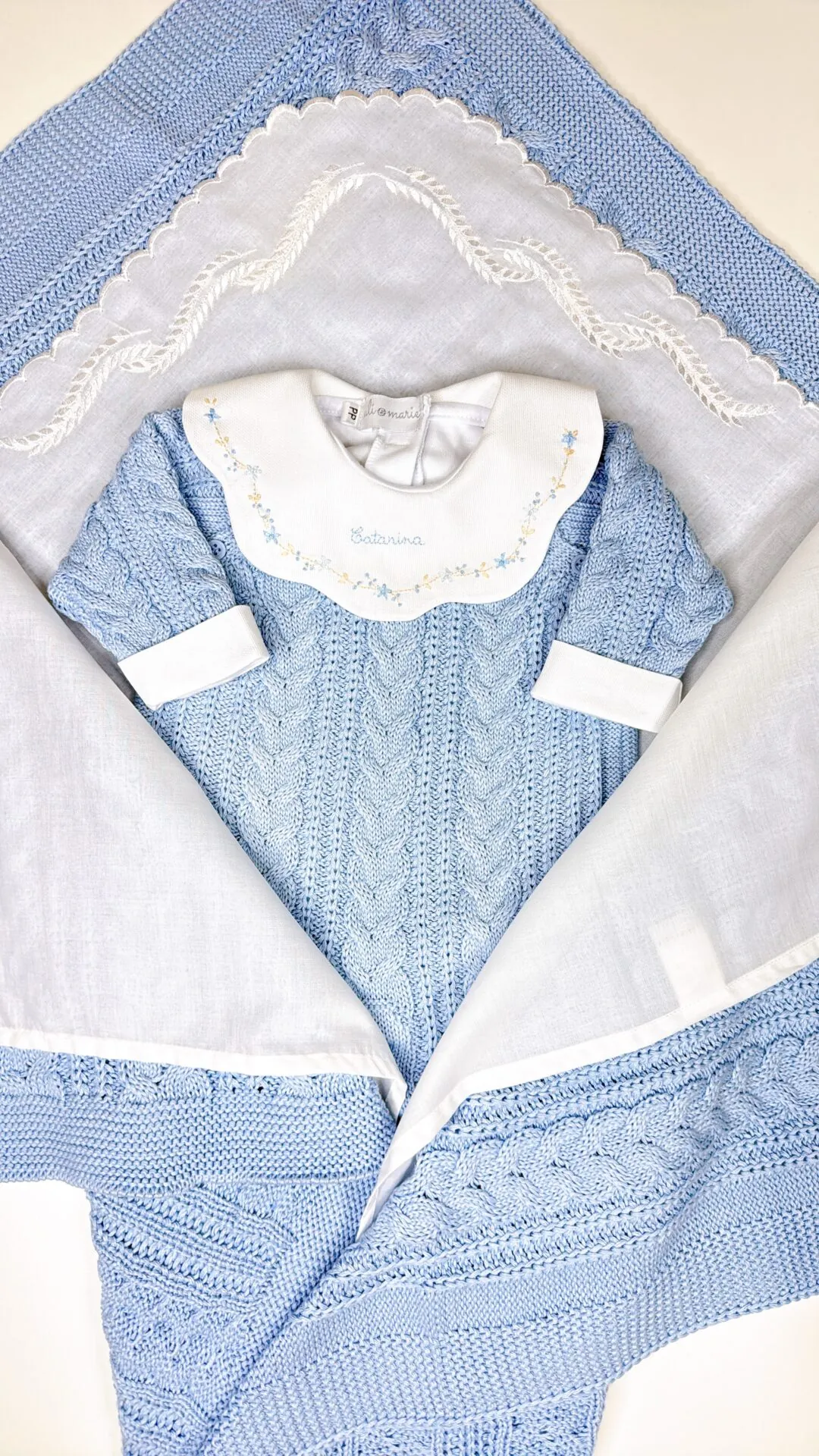 Saída Maternidade Encanto azul bebê - 3 peças - Imagem 2