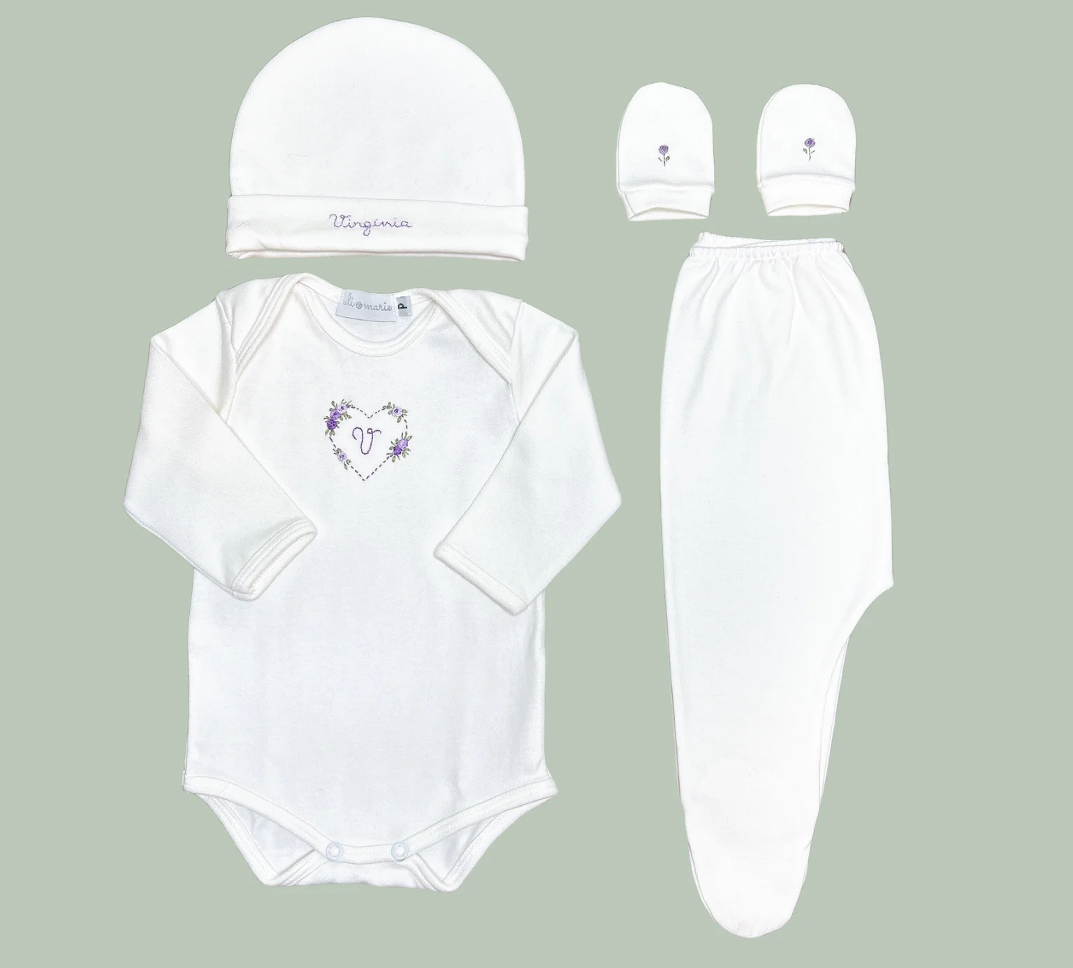 Kit Maternidade em Algodão Egípcio Personalizado Menina - 4 peças - Imagem 5