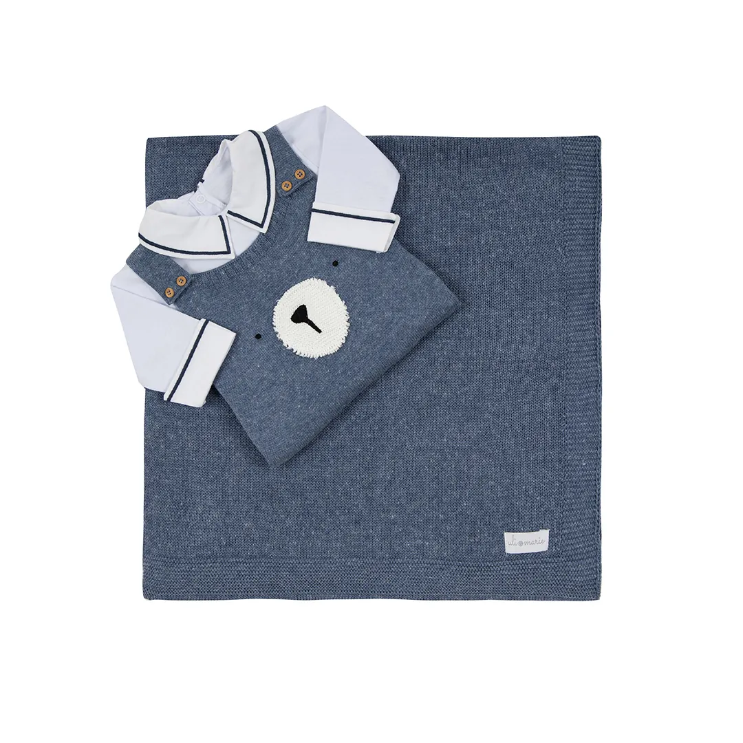 Saída Maternidade Teddy Azul jeans - 3 peças - Imagem 11