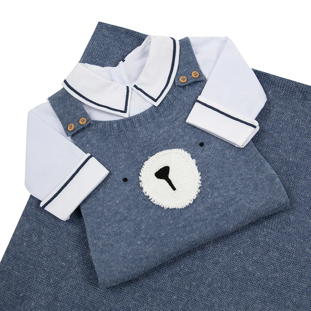 Saída Maternidade Teddy Azul jeans - 3 peças - Imagem 5