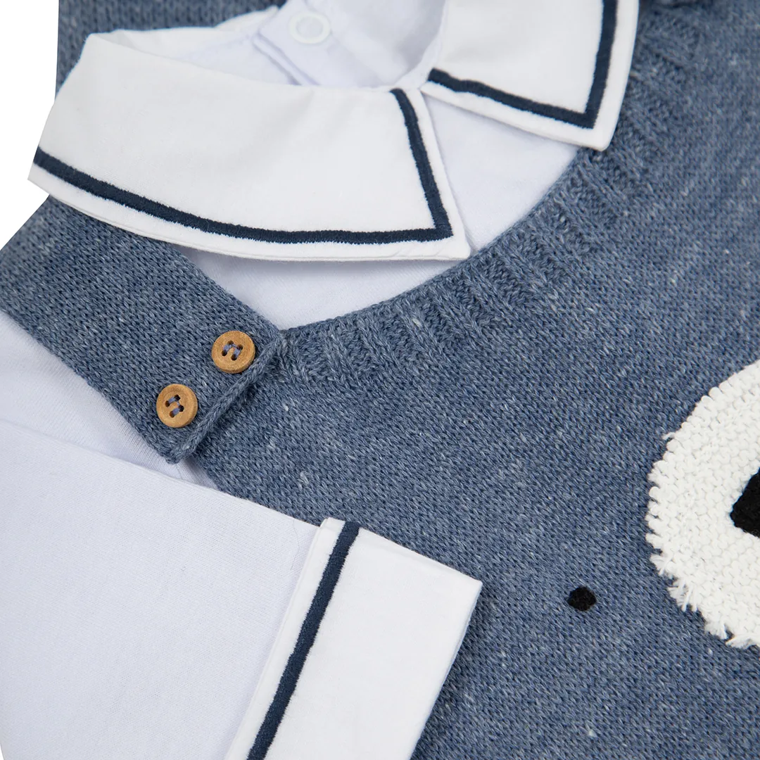 Saída Maternidade Teddy Azul jeans - 3 peças - Imagem 3