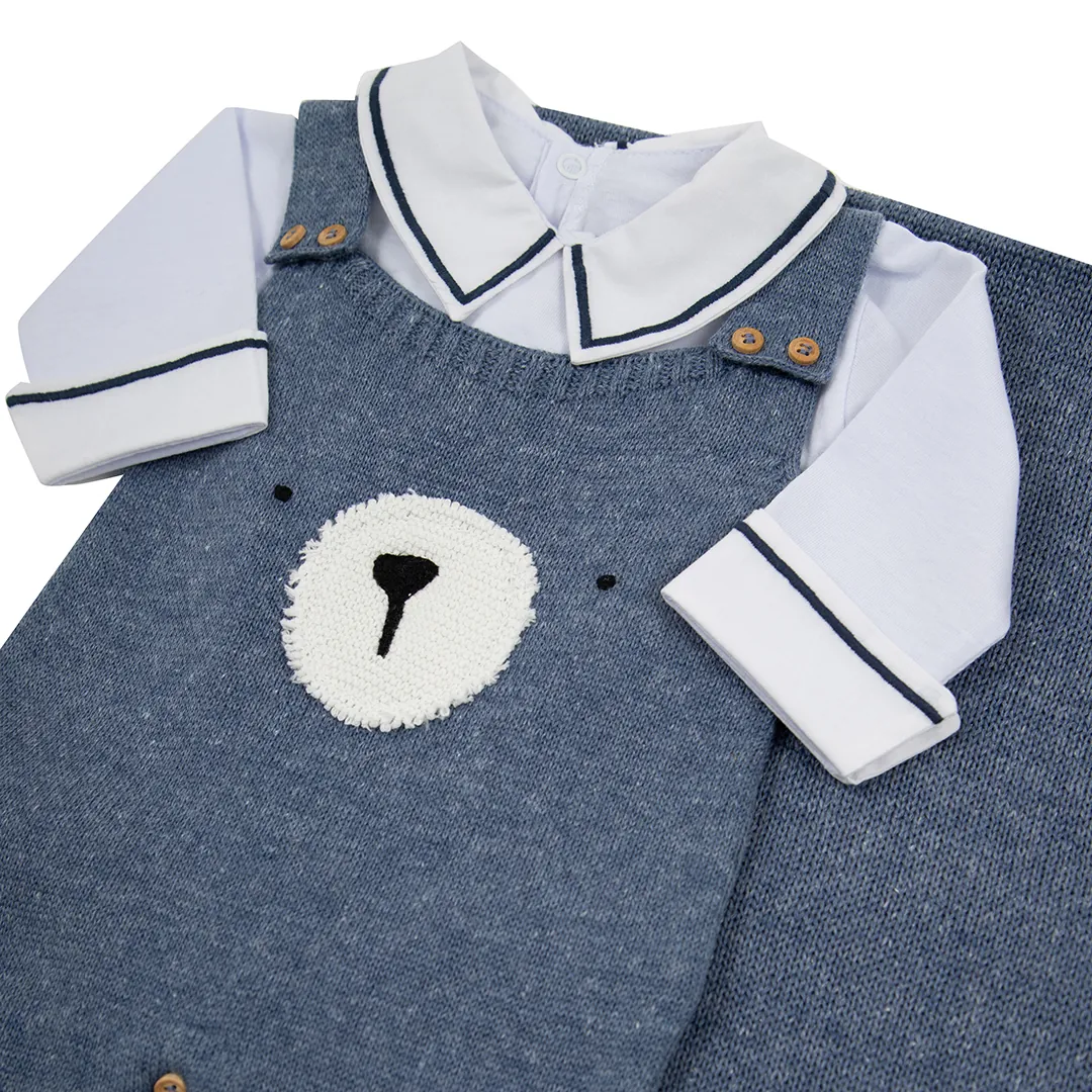 Jardineira Teddy azul jeans com Body - 2 peças - Imagem 5