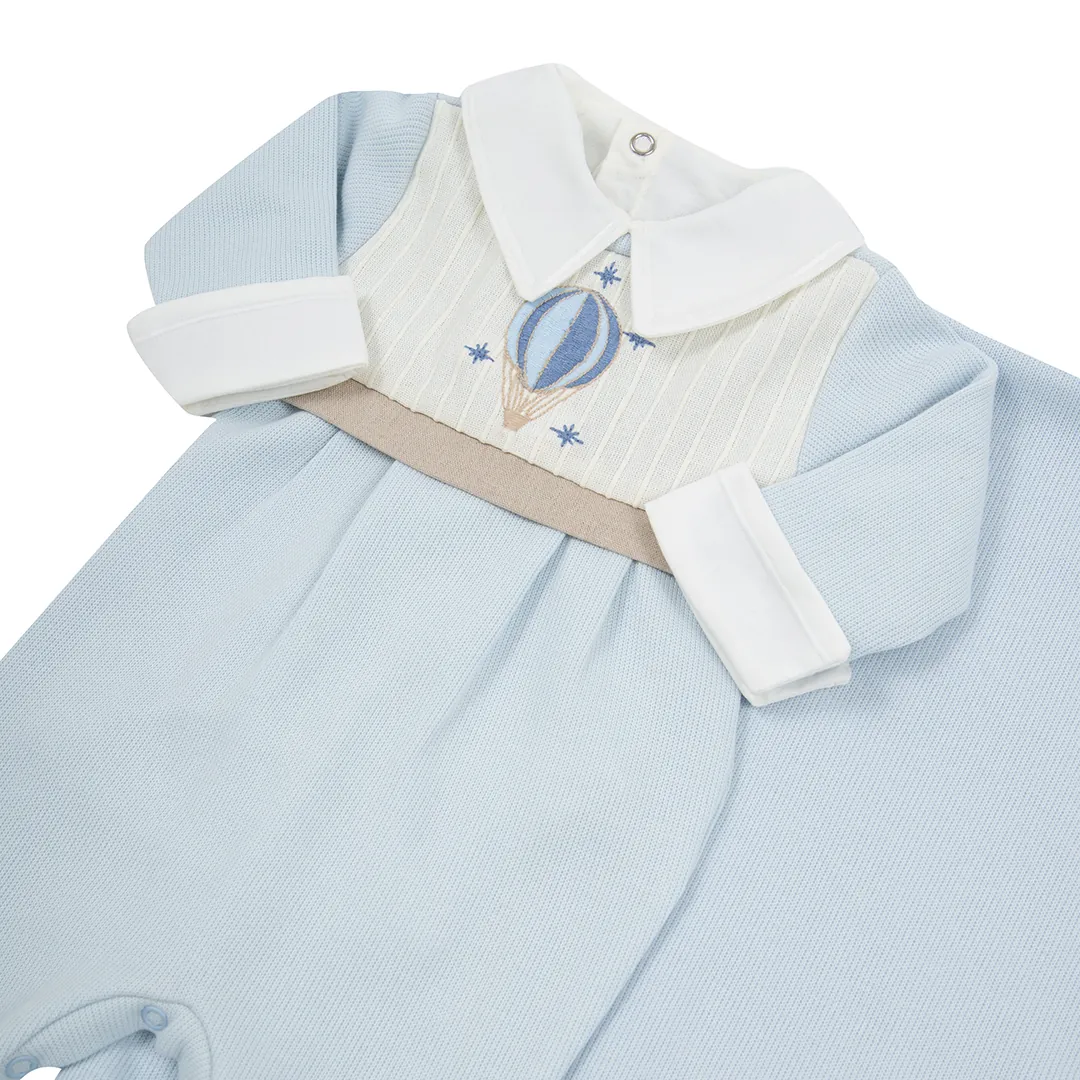 Macacão Balão Azul Bebê com Body - 2 peças