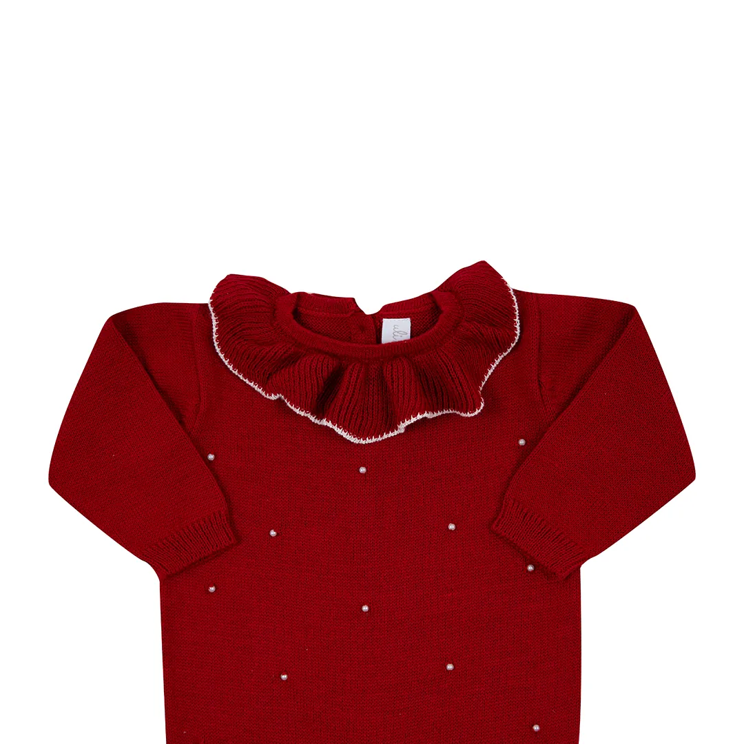 Macacão Babado Pérolas Vermelho - Imagem 3