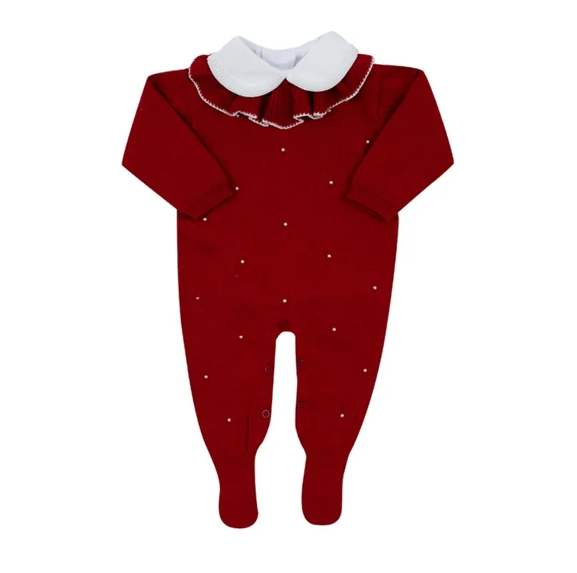 Macacão Babado Vermelho com Body Pérolas - 2 peças - Imagem 3
