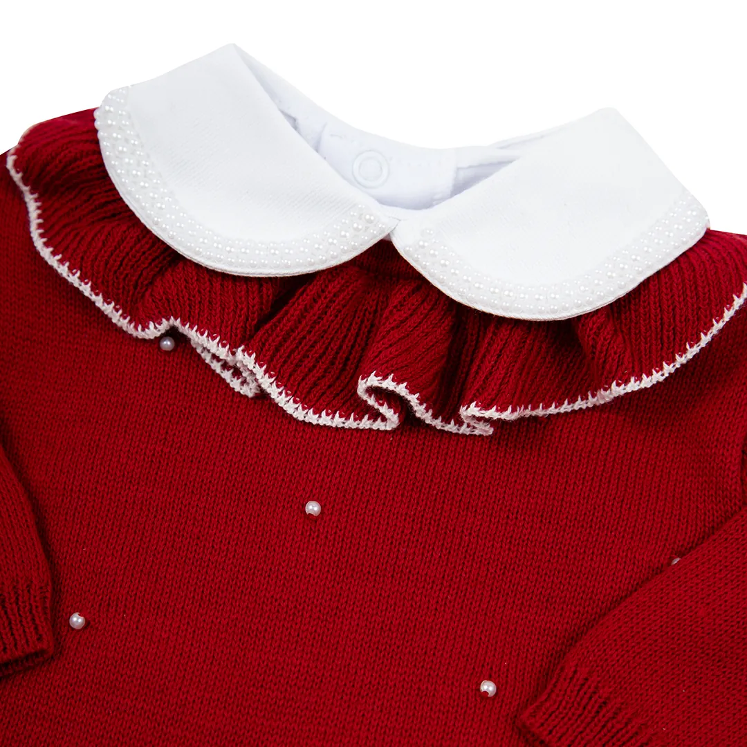 Macacão Babado Pérolas Vermelho - Imagem 2