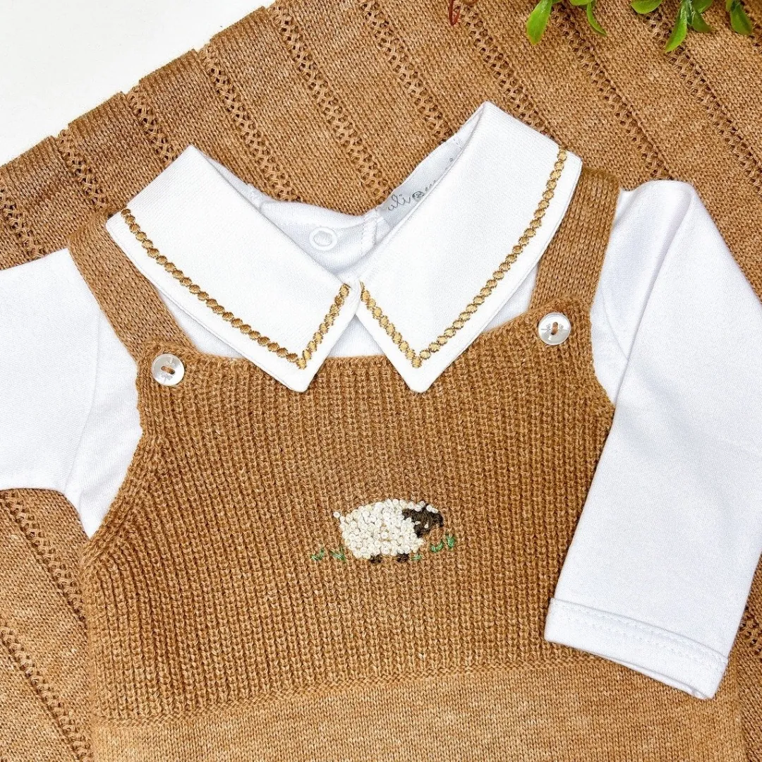Jardineira Ovelha caramelo com body - 2 peças - Imagem 3